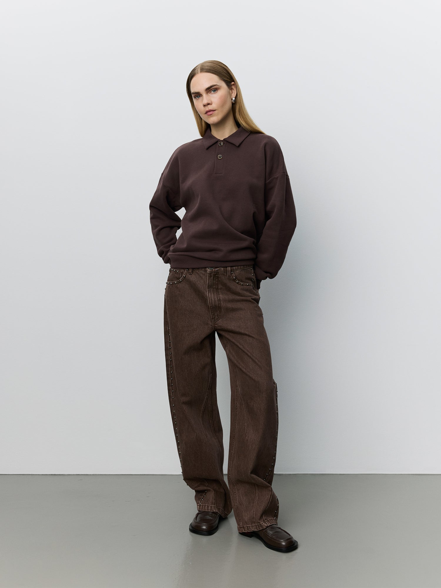 Sofie Schnoor WOMEN LUMESW POLO SWEATSHIRT T-shirt lang ærmet 7080 Dark brown