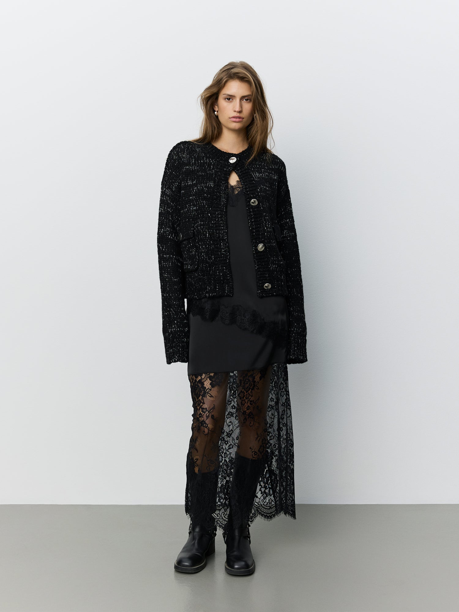 Sofie Schnoor WOMEN PILASW STRIK CARDIGAN Cardigan 1003 Black glitter