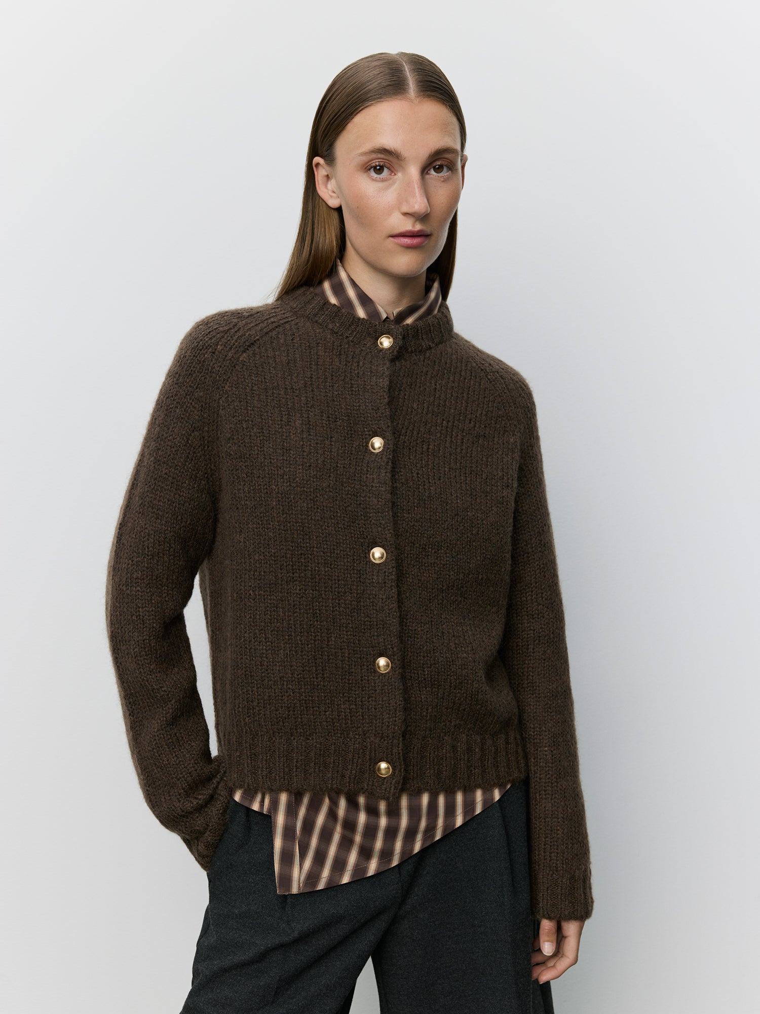 Sofie Schnoor WOMEN SELMASW STRIK CARDIGAN Cardigan 7025 Dark brown