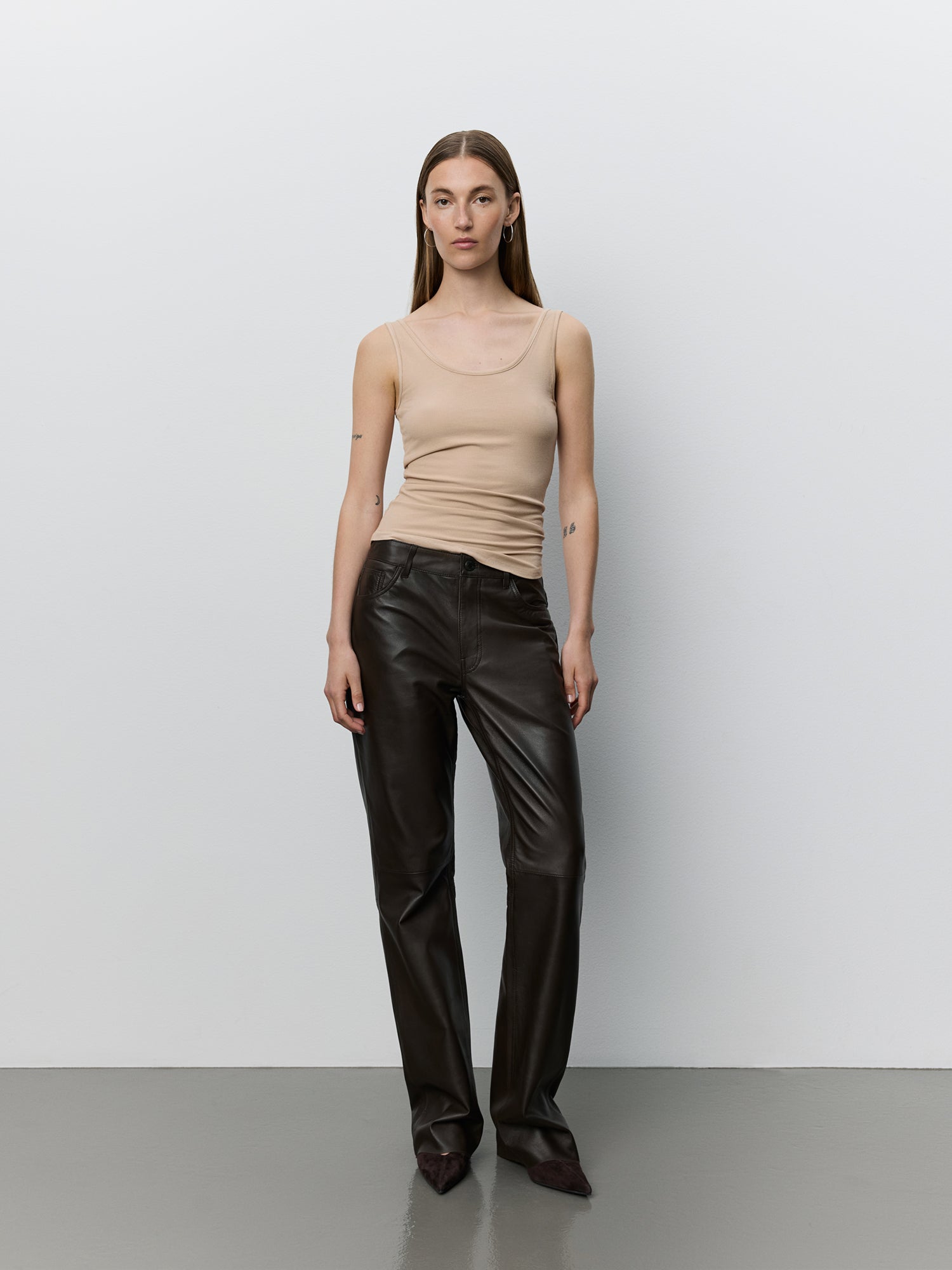 Sofie Schnoor WOMEN GATTISW LÆDERBUKSER Buks 7025 Dark brown