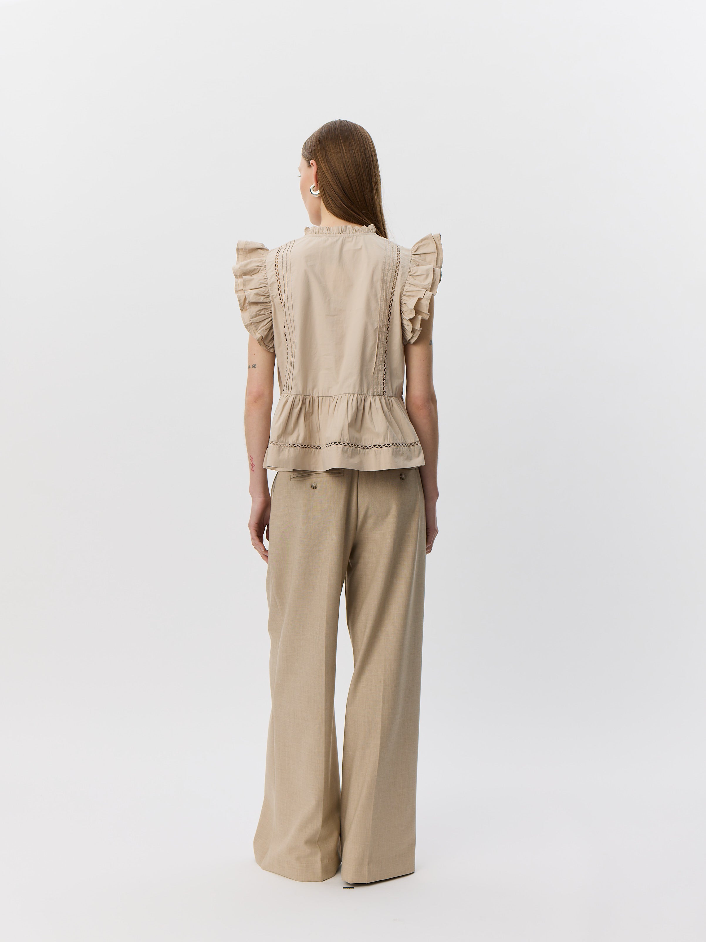 Sofie Schnoor WOMEN JULIENSW FRILL BOMULDSTOP Top 8058 Feather Gray