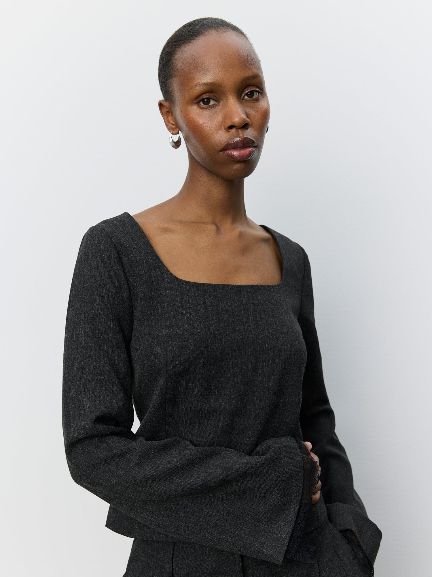 Sofie Schnoor WOMEN LACCOSW BLUSE Bluse 8011 Dark grey melange
