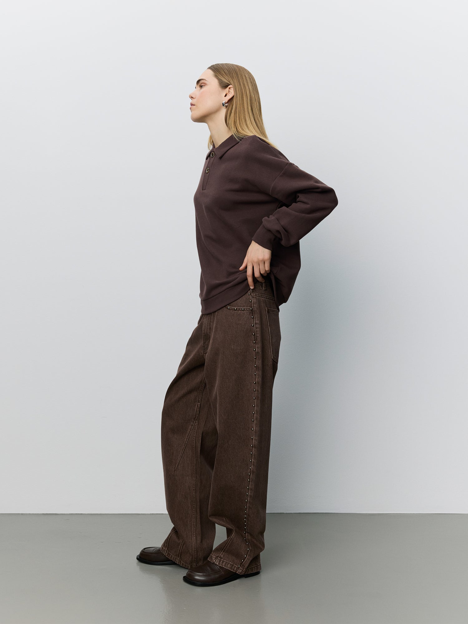 Sofie Schnoor WOMEN LUMESW POLO SWEATSHIRT T-shirt lang ærmet 7080 Dark brown