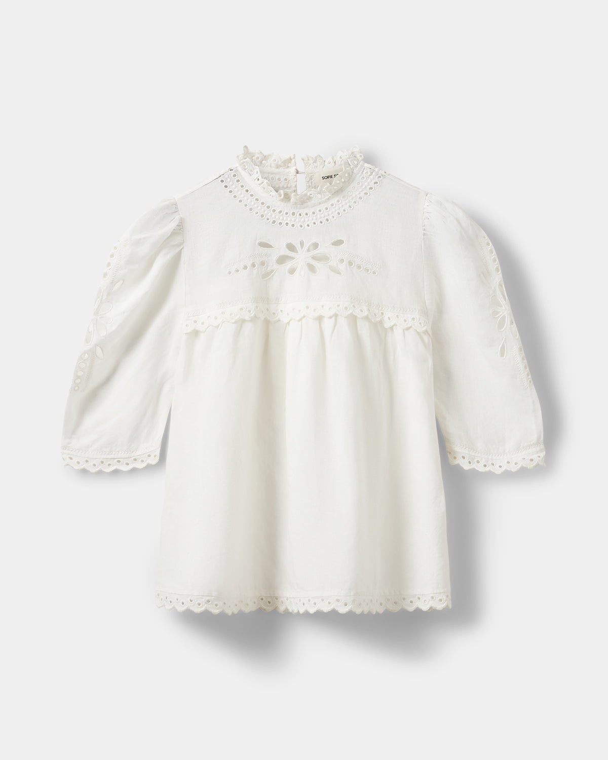 Sofie Schnoor WOMEN MAIASW BRODERET UDSKÅRET BLONDE TOP Top 0159 Cream White