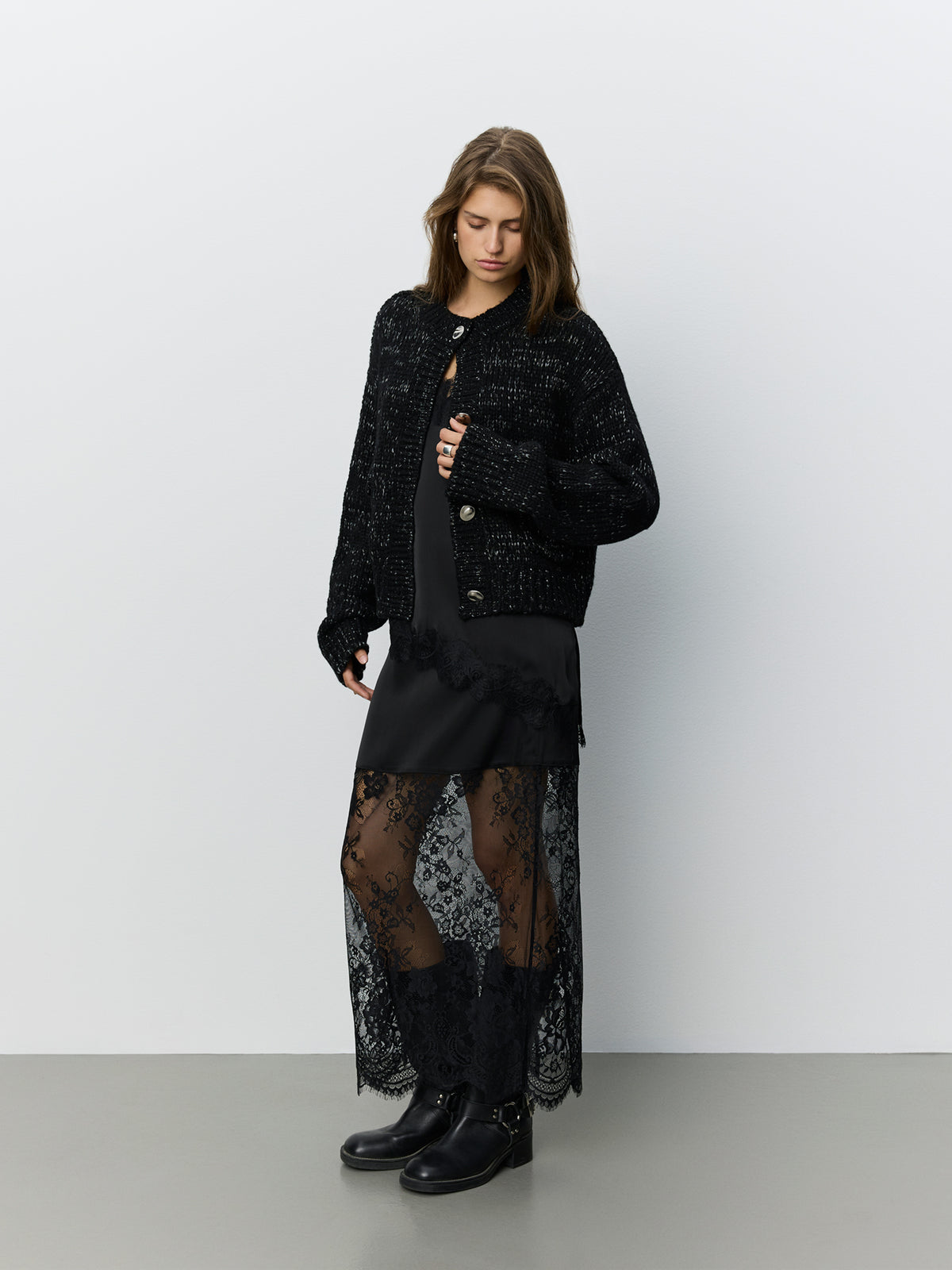 Sofie Schnoor WOMEN PILASW STRIK CARDIGAN Cardigan 1003 Black glitter