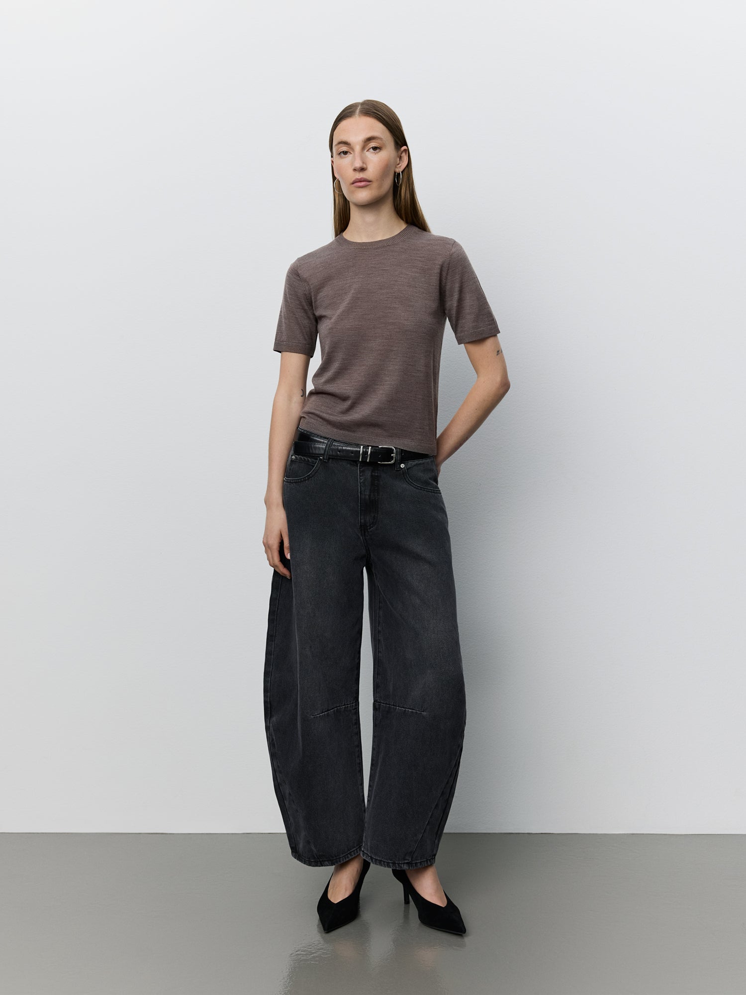 Sofie Schnoor WOMEN SORELLASW SHORT SLEEVE KNIT BLOUSE Bluse 7071 Brown melange