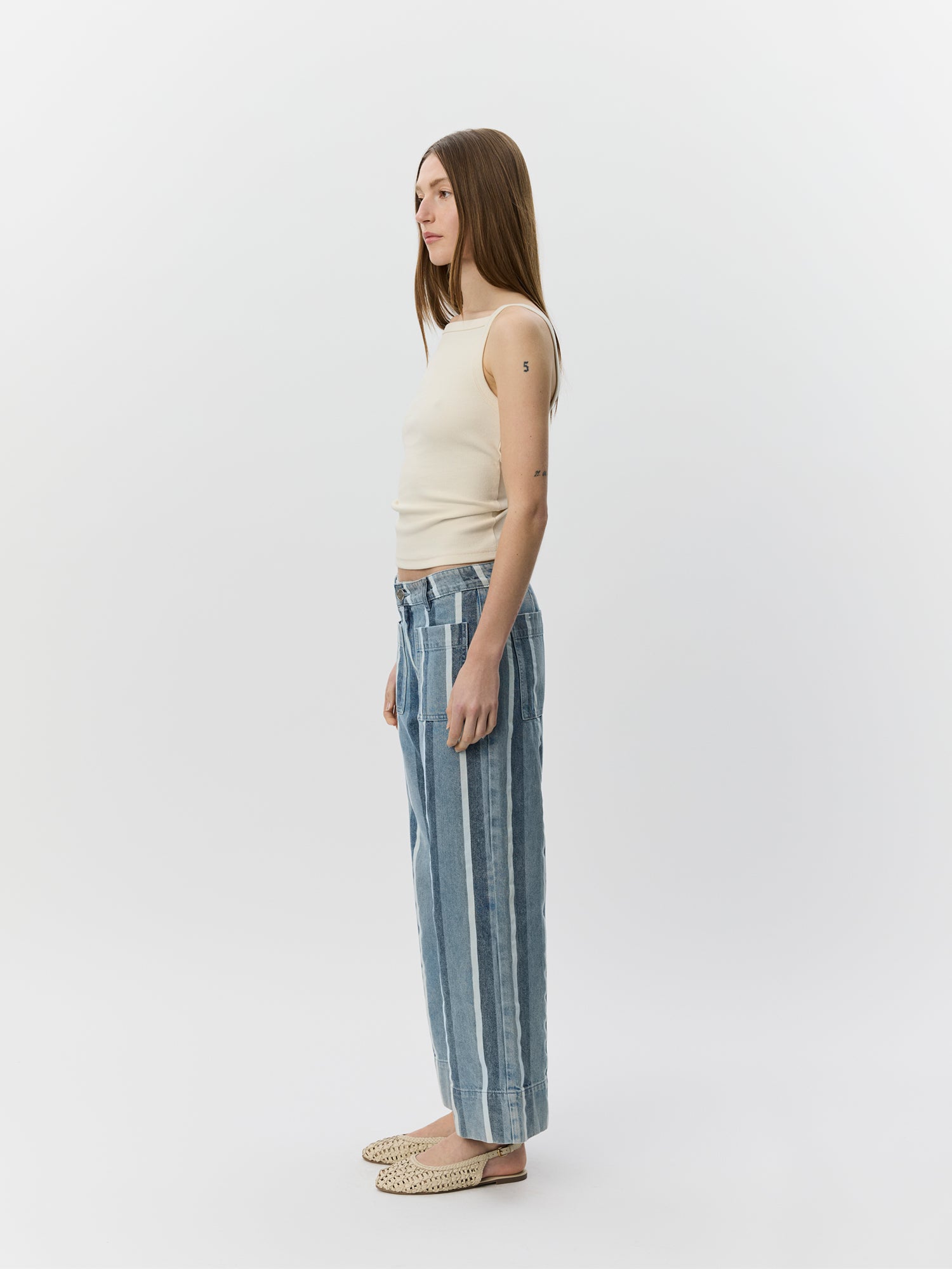 Sofie Schnoor WOMEN TOULOUSESW STRIPET CROPPED JEANS Jeans 5127 Blue&White Denim Stripe