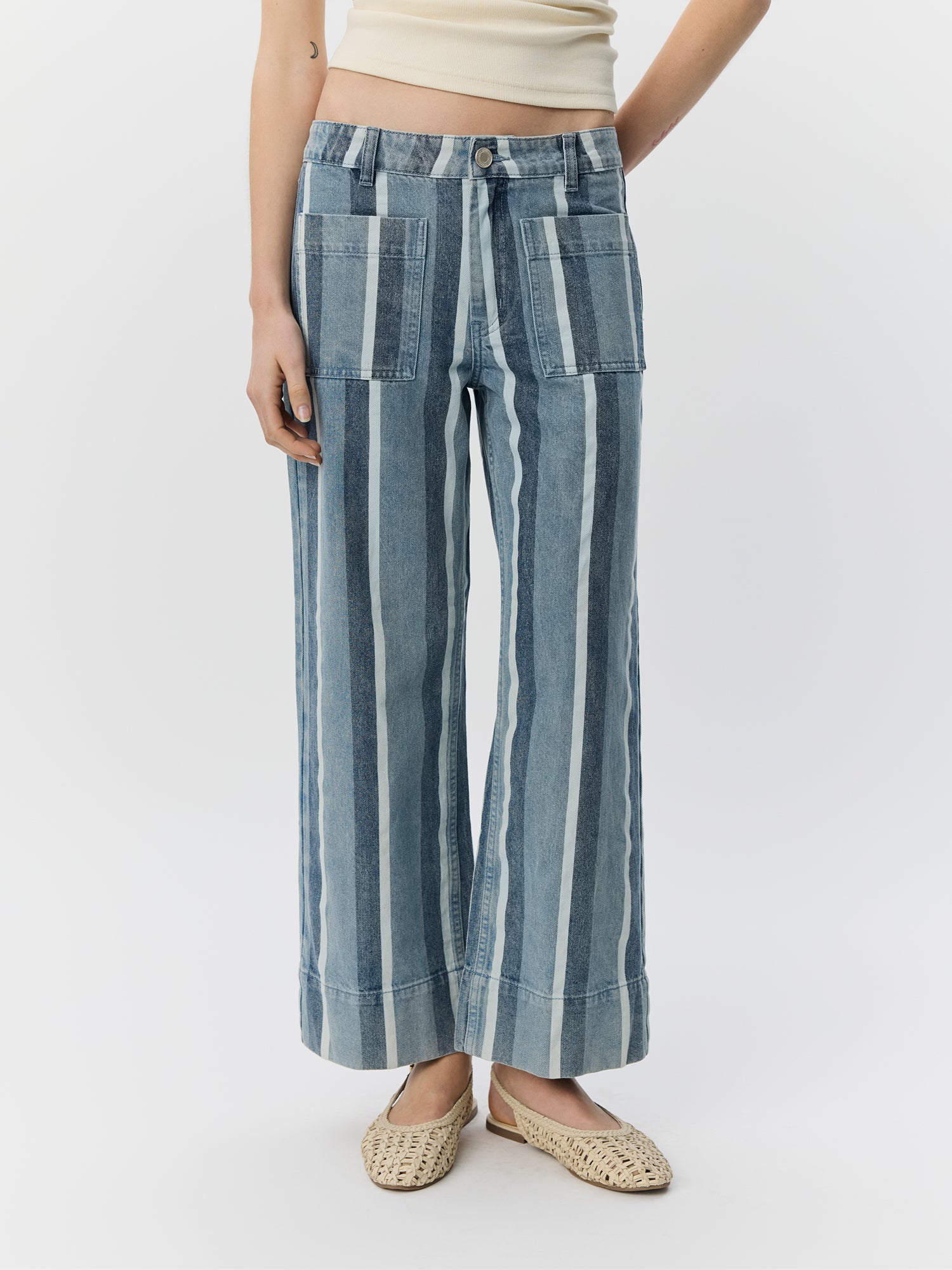 Sofie Schnoor WOMEN TOULOUSESW STRIPET CROPPED JEANS Jeans 5127 Blue&White Denim Stripe