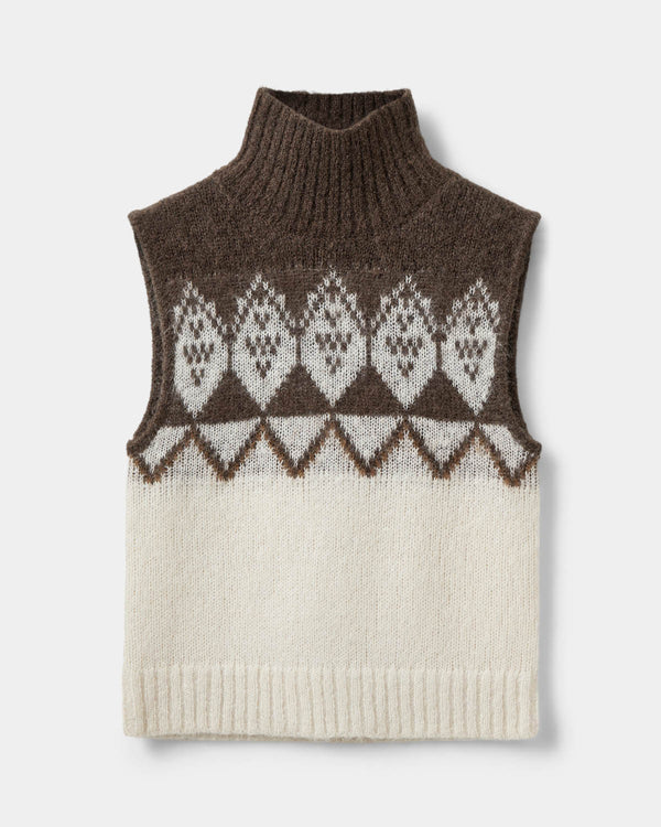 Sofie Schnoor WOMEN VILDASW HØJHALSET STRIK VEST Strik 9144 Off White - Brown